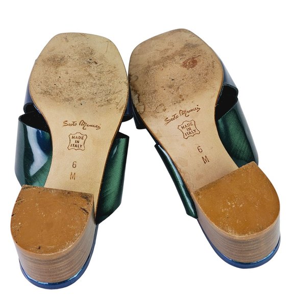Vtg Sesto Meucci Ombre Blue Sandals Leather Criss Cross Slides Sz 6M - Picture 10 of 10